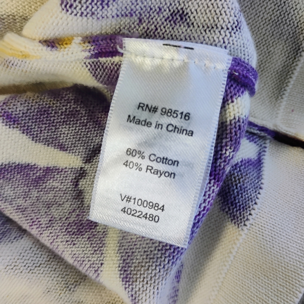 Coldwater Creek Floral Cardigan White Purple Plus 2X Spring Casual Contemporary - Picture 6 of 10